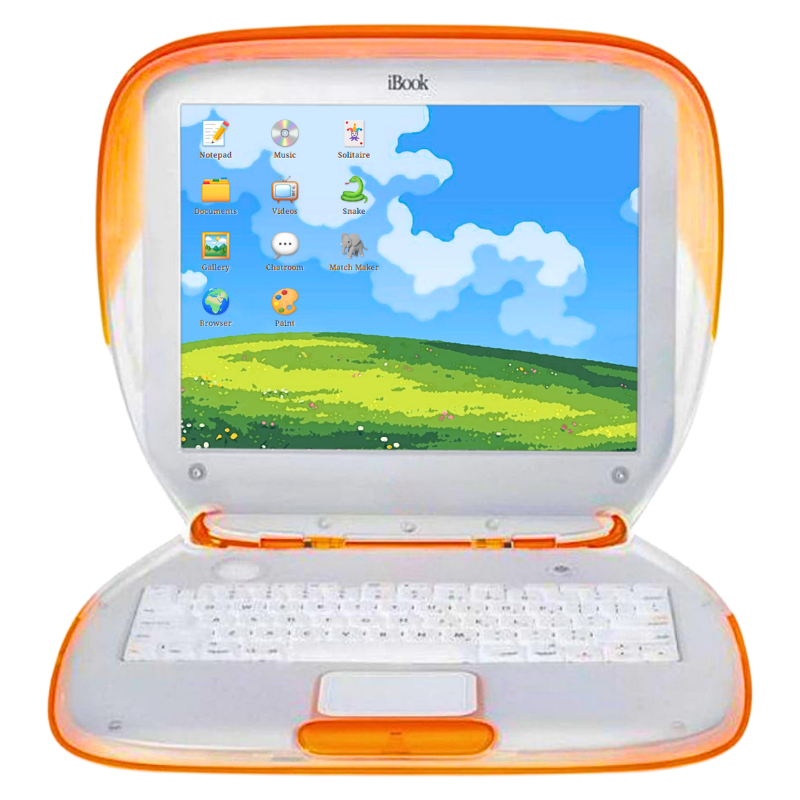 A translucent Y2K iBook